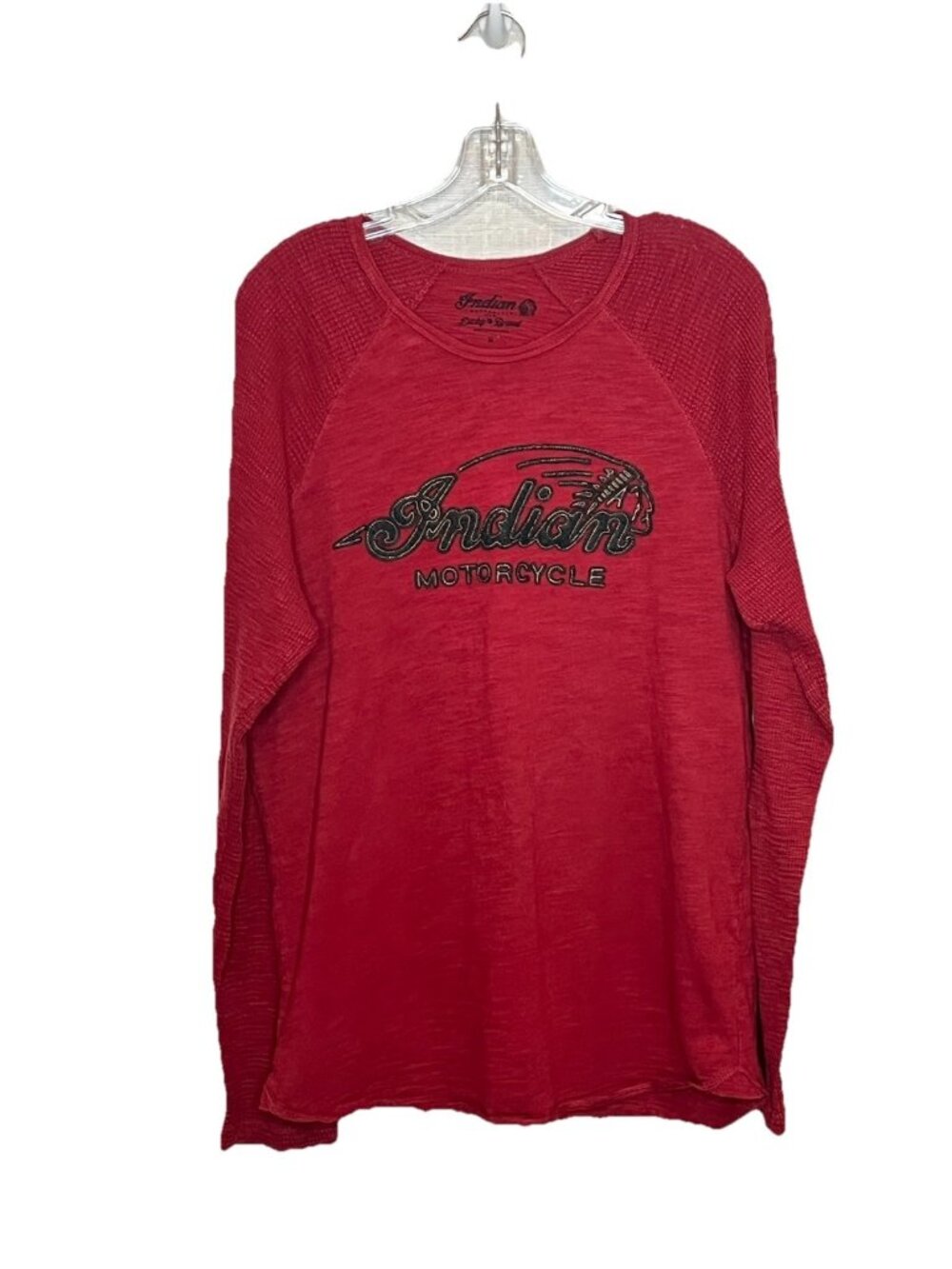 Indian Motorcycle Lucky Brand Women M Red Long Sleeve Thermal Graphic Shirt